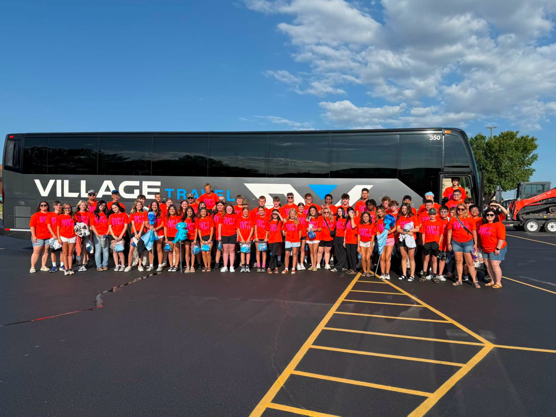 GVC youth group in matching shirts before a trip