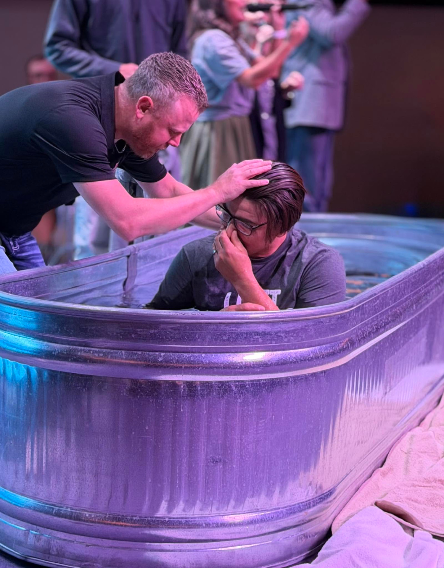 A man being baptized